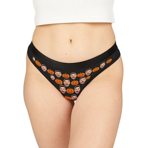Personalized Halloween Thong for Wife with Face Custom Face Thong,Funny Halloween Gift,Pumpkin Thong Witch Underwear,Bachelorette Party Gift