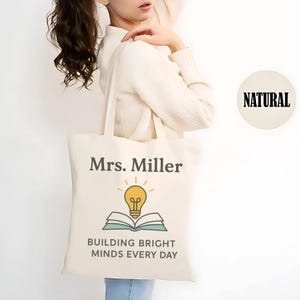 Sac fourre-tout personnalisé pour enseignant pour créer des esprits brillants, cadeau pour les enseignants, sac fourre-tout personnalisé avec le nom de l'enseignant, cadeaux de rentrée, cadeau pour enseignant