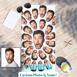 Personalized Beach Towel with Photo Face, Custom Face Bath Towel, Custom Pool Towel, Beach Towel With Picture,Outside Birthday Vacation Gift
