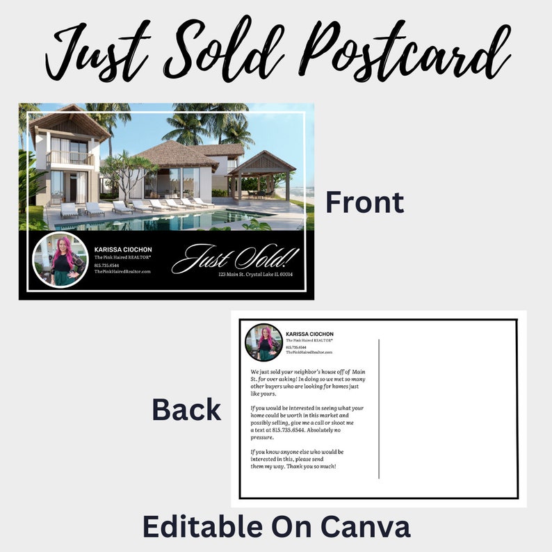 Just Sold Postcard Template Real Estate Marketing Real Estate