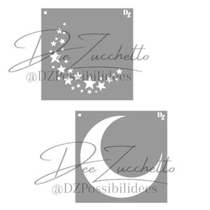 Lune et étoiles pochoir SVG