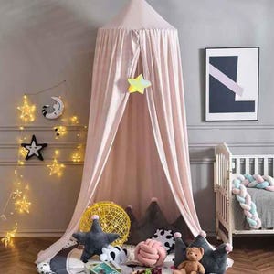 Large Bed Canopy for Kids room – Bed Netting Nursery Decor, Easy Setup Toddler Canopy Tent, Hanging Tent for Kids Room Decor 3- Dusty Rose