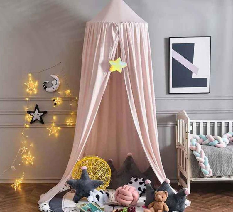Large Bed Canopy for Kids room – Bed Netting Nursery Decor, Easy Setup Toddler Canopy Tent, Hanging Tent for Kids Room Decor 3- Dusty Rose