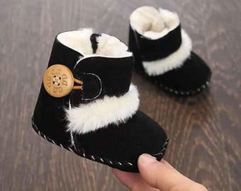 Patucos de invierno para bebé: zapatitos de cuna de suela suave, cálidos y con forro polar, mocasines antideslizantes para niños y niñas.