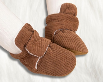 Baby Booties – Soft Cotton Crib Shoes, Warm Infant Anti-Slip First Walker Slippers, Newborn Toddler Socks for Boys & Girls