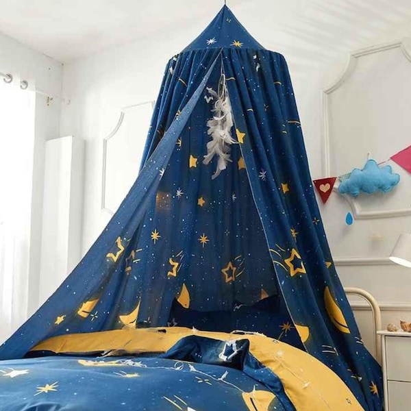 子供部屋用ベッドキャノピー - 大型星空ベッドネット、保育園の装飾、バルダキン幼児用キャノピーテント、子供部屋の装飾用吊り下げテント