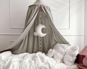 Large Bed Canopy – 100% cotton Hanging Canopy Tent for baby or kids room, Easy Setup Bed Netting for Toddler or Nursery Room Decor