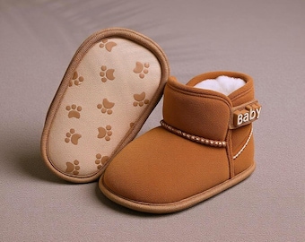 Baby Winter Boots – Soft Sole Infant Shoes, Fleece Lined Warm Newborn Crib Booties, Non-Slip Toddler Walking Shoes for Boys & Girls