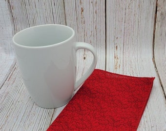 Red Leaf Napkins, Lunchbox Napkins, Back to School Napkins, Beverages or Snack Napkins, 8 Inch Square, Set of 5