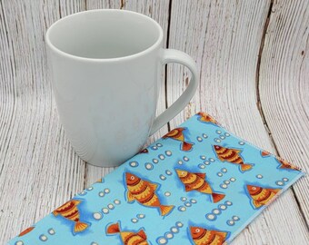 Goldfish Tropical Fish Cloth Napkins Snacks or Lunchbox Back to School Beverage Everyday Set of 4