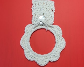 Kitchen Towel Holder, Crochet Towel Ring, Towel Holder, Handmade Gift - Ecru/Beige