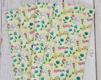 Easter Kids Cloth Napkins Bunnies Chicks Flowers Dinner Lunch Beverage Cocktails Dessert Lunchbox Snack