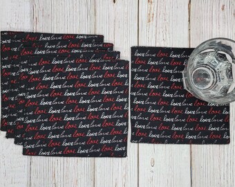 Valentine's Day Cloth Beverage Napkins Love Cocktail Lunch Snacks Desserts Lunchboxes Set of 5