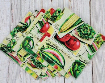 Garden Harvest Cloth Napkins Tomatoes Sweet Corn Watermelon Lettuce Lunch Dinner Lunchbox Set of 6