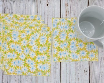 Spring Daisy Floral Cloth Napkins Lunchbox Beverage Snacks Everyday Set of 6