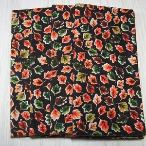 Fall Leaves Cloth Napkins Thanksgiving Autumn Dark Brown Dinner Lunch 8x16/12/16