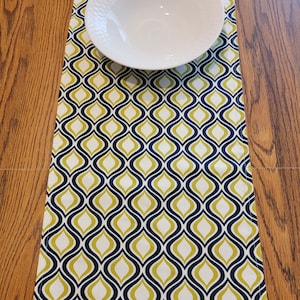 Geometric Table Runner Navy Indigo Blue Decor Everyday Avocado Dining Decor Modern Home Decor Table Linen Centerpiece
