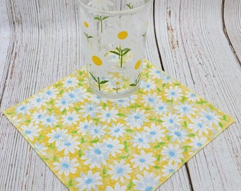 Spring Daisy Floral Cloth Napkins Lunchbox Back to School Beverage Snacks Everyday Set of 6