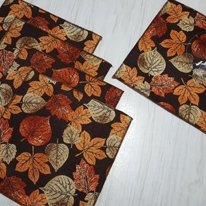 Fall Leaves Beverage Napkins Thanksgiving Autmun Cocktail Dessert Snack 6 Inch Set of 5