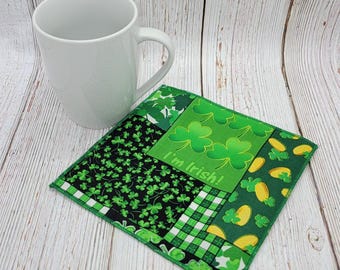 St Patrick's Day Beverage Napkins, Mixed Set Prints, Irish Beverage Napkins, Everyday Snack Napkins, Shamrocks, 6 Inch, Set of 6