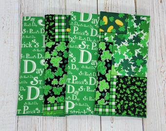 St Patricks Day Dinner Napkins, Mixed Set, Shamrocks Gold Coins Plaid, Kiss Me I'm Irish, Happy St Patrick's Day, 16 Inch, Set of 4