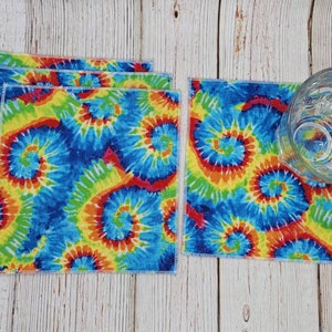 Tie Dye Napkins, Beverage or Snacks, Lunch Cocktails, Lunchbox Everyday Napkins, 6 Inch Square, Set of 4