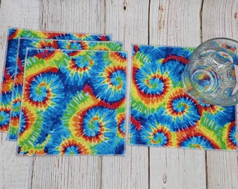 Tie Dye Cloth Beverage Napkins Lunch Cocktails Snacks Lunchbox Everyday LGBTQ Pride Set of 4