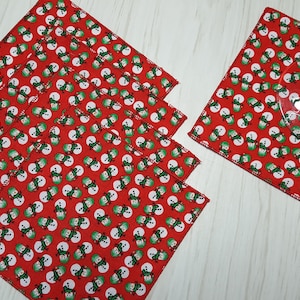 Christmas Cloth Napkins Snowmen Beverage Cocktail Lunchbox Snacks Set of 5