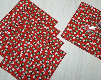 Christmas Cloth Napkins Snowmen Beverage Cocktail Lunchbox Snacks Set of 5