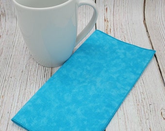 Blue Snack Napkins, Kids Lunchbox Napkins, Back to School Napkins, Beverage Napkins, 8 Inch, Set of 4, Teachers Gift