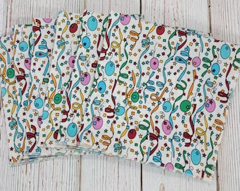 Birthday Napkins, Balloons Confetti & Streamers, Birthday Party Napkins, Birthday Lunch Napkins, Birthday Dinner Napkins, 12 Inch, Set of 6