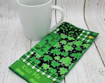 St Patrick's Day Napkins, Mixed Set Prints, Lunchbox Napkins, Irish Napkins, Shamrocks, Snack or Beverage Napkins, 8 Inch, Set of 6