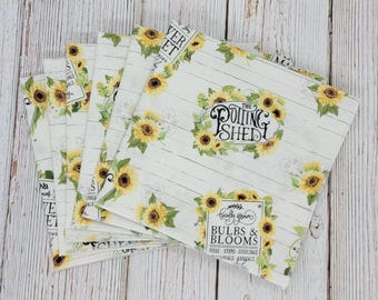 Sunflower Cloth Napkins | Garden Floral Reusable Napkins | 6" or 12" | Sets of 6