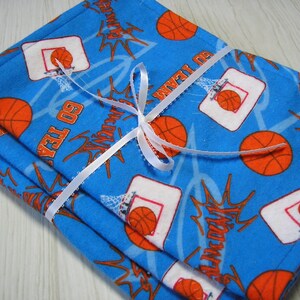 Flannel Burp Cloth Gift Set of 3 Basketball Blue 10 x 27 Size
