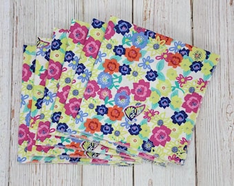 Spring, Easter, Floral, Lunch Napkins, Lunchbox Napkins, Butterflies, Everyday Floral Napkins, Dinner Napkins, 12 Inch, Set of 6