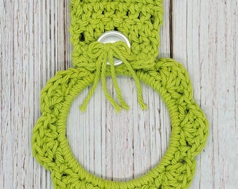 Lime Green, Kitchen Towel Holder, Crochet Towel Ring, Towel Holder, Handmade Gift, Christmas, Summer, St Patricks Day, Color Hot Green