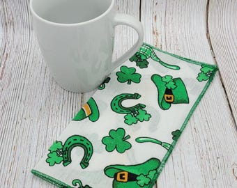 St Patrick's Day Napkins, Kids Lunchbox Napkins, Irish Everyday Napkins, Shamrocks, Snack or Beverage Napkins, 8 Inch, Set of 4