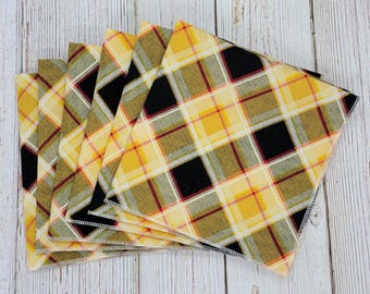 Plaid Napkins, Lunchbox Napkins, Dinner Napkins, Everyday Napkins, 12 Inch, Square, Set of 6