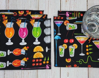 Cocktail Print, Beverage Napkins, Cocktail Napkins, Snack Napkins, Fruit, Entertaining Table Decor, 6 Inch, Set of 5
