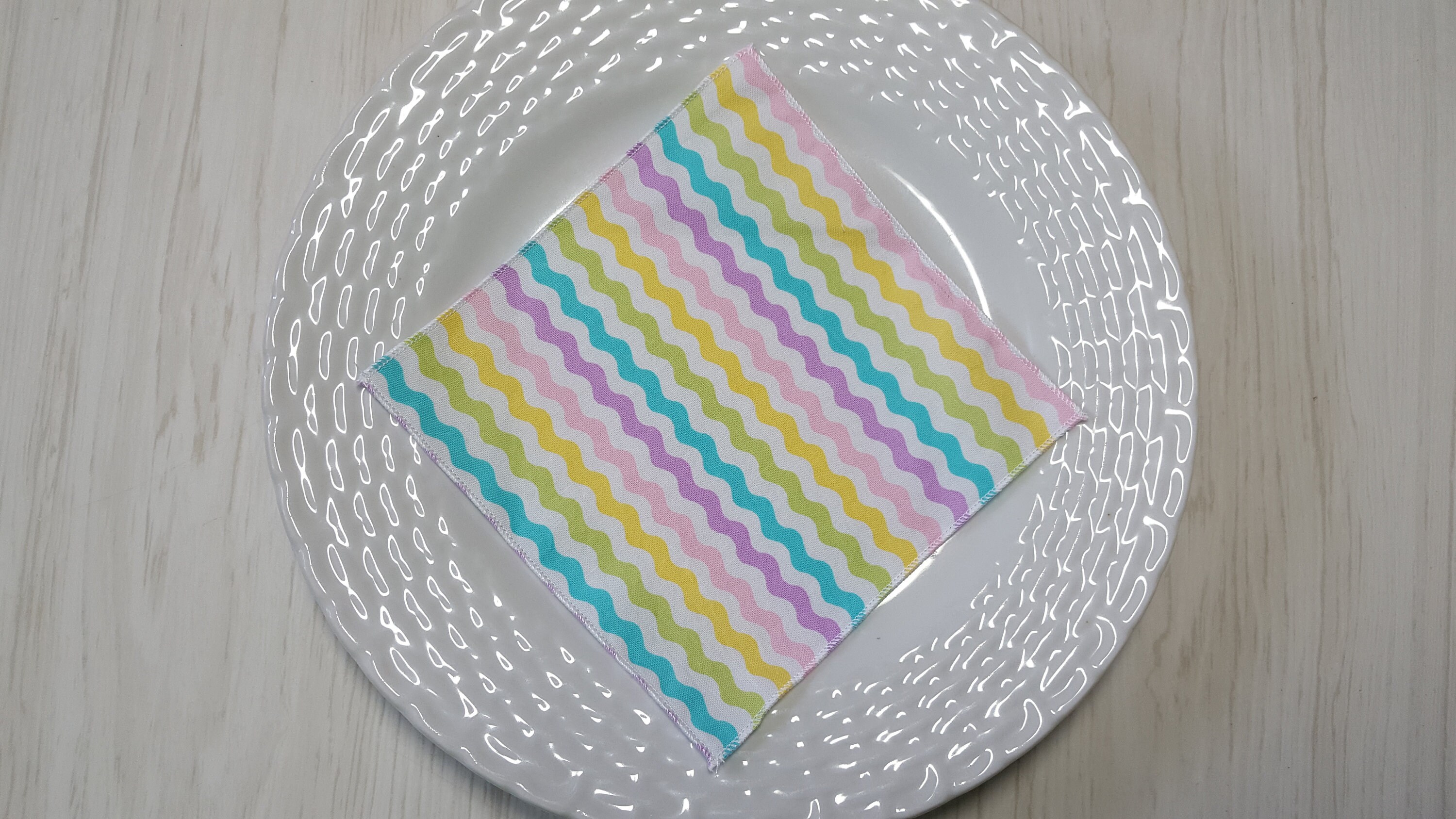 Spring Easter Cloth Beverage Napkins Bright Pastel Rick Rack Etsy UK
