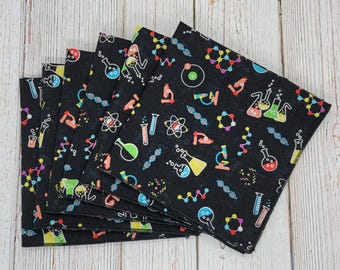 Science Cloth Napkins, Set of 6, 12 Inch STEM Lunch Napkins, Teacher Gift