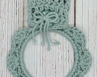 Easter Kitchen Towel Holder, Crochet Towel Ring, Towel Holder, Handmade Gift, Green - Serene Spa