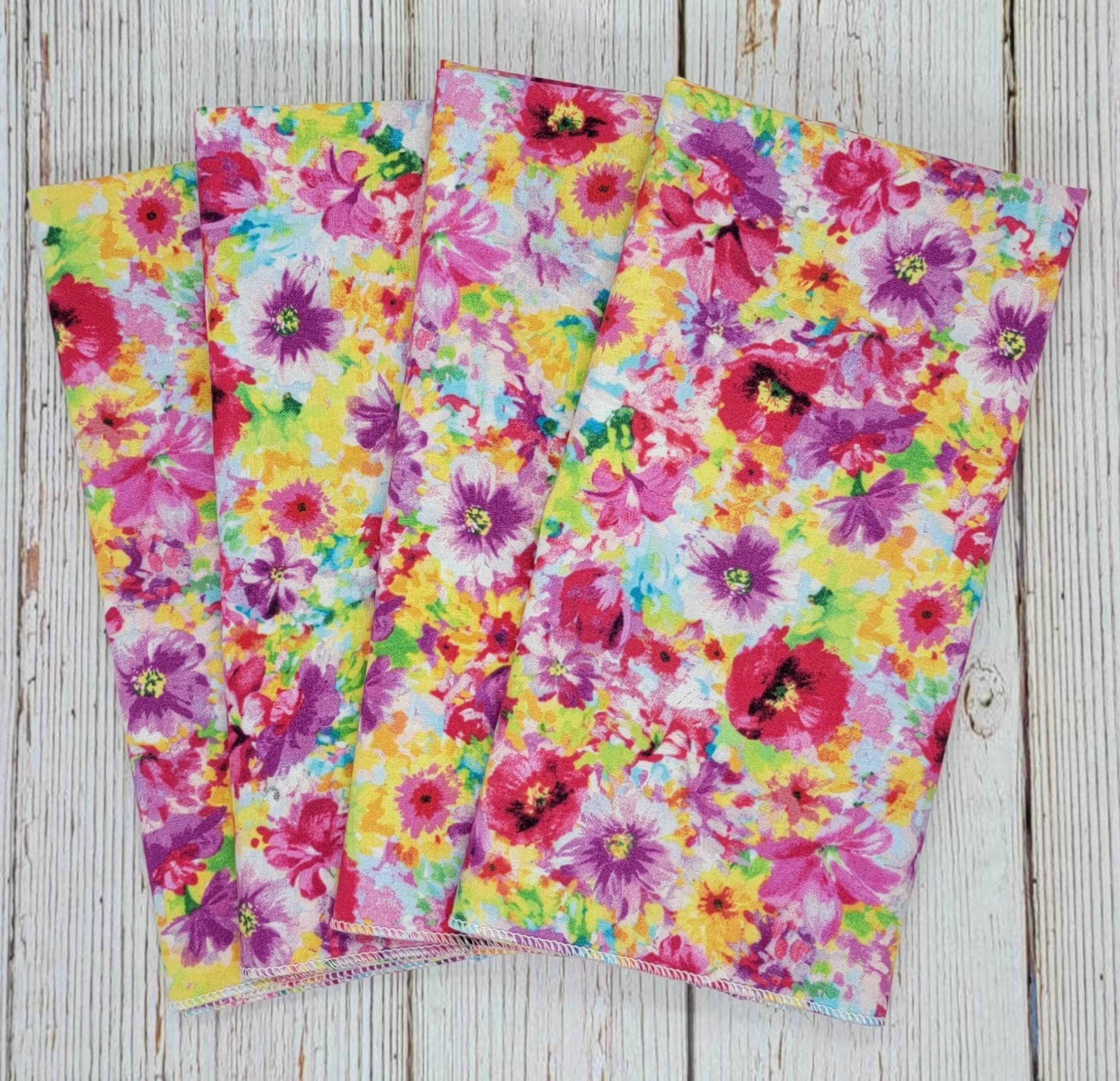 Floral Napkins, Pansy Napkins, Lunchbox Napkins, Dinner Napkins, Beverage or Snack Napkins, Various Sizes Available