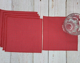 Valentine's Day Cloth Napkins Tiny Hearts Beverage Cocktail Lunch Snacks Desserts Lunchboxes Teachers Gift Set of 5