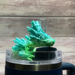 3D Printed Dragon / Turtle / Bat Straw Toppers - 13 Variations - 24 Color Options - Fits 10mm Straws!