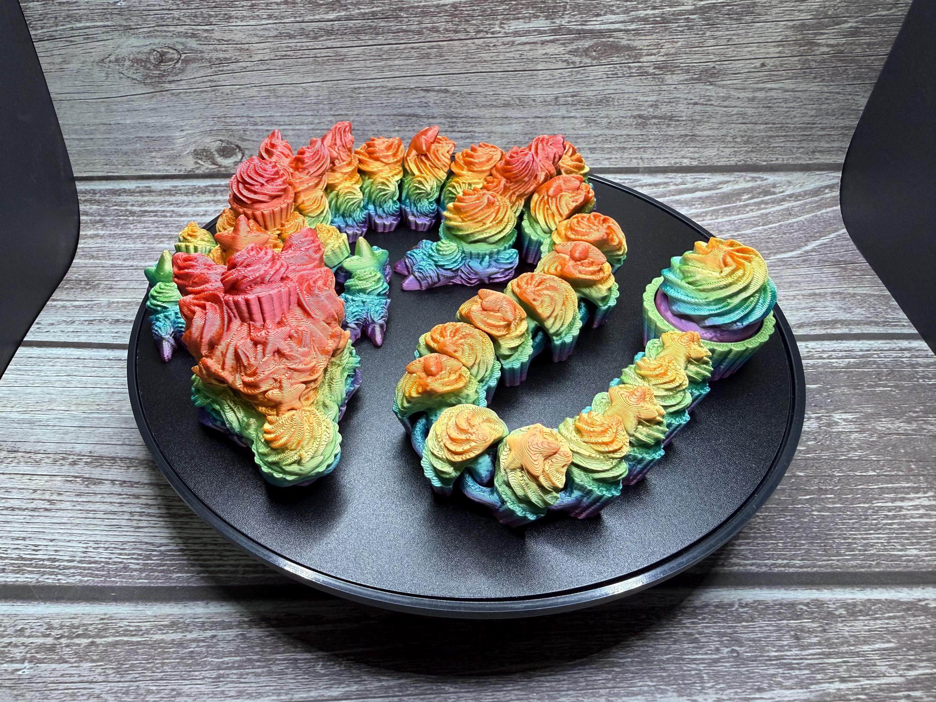 3D Printed Birthday Cupcake Dragon - Fidget Clicker Tail
