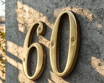 Modern Floating House Numbers & Letters • 4 Inch Metal Address Numbers • Wall Mounted Raised Home Address Sign • Gold Color House Letters