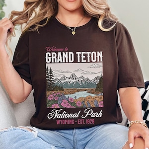 Grand Teton National Park T-Shirt | Nature Outdoor Lovers Tee, Tourist Destinations, Wyoming State Parks, Scenic Hiking Mountain Views Tees