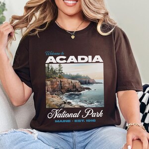 Acadia National Park graphic T-Shirt. Outdoor Nature Lovers, Scenic Hiking Mountain View, Maine State Tee, Tourist Destination, Travel Shirt