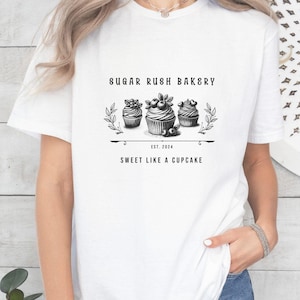 Sugar Rush Bakery - Sweet Like A Cupcake. Graphic Unisex Softstyle T-Shirt. Favorite Bakery, Sweet Tooth, Bakery with Cupcakes and Sweets